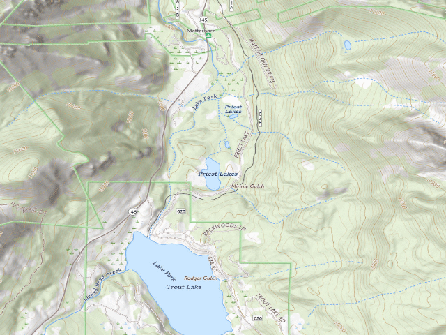 USGS topographic map of Priest Lake Designated Camping Area