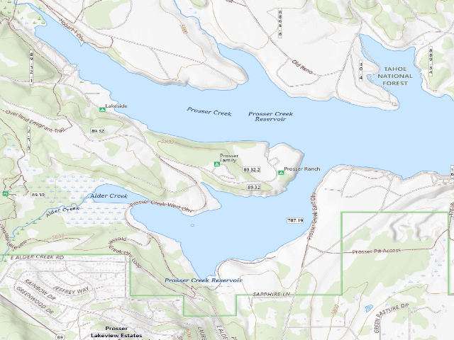 USGS topographic map of Prosser Family Campground