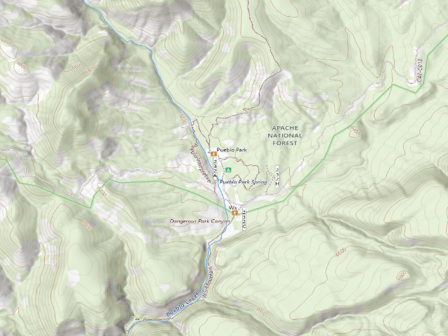 USGS topographic map of Pueblo Park Campground