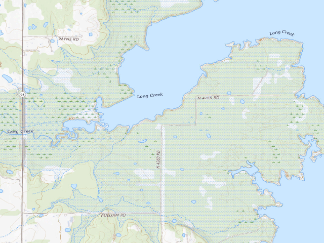 USGS topographic map of Pulliams 3 (Hugo WMA)