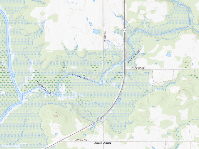 USGS topographic map of Pulliams (Hugo WMA)