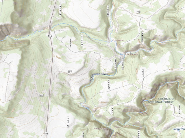 USGS topographic map of Pumphouse Wash (FR 237) Dispersed Camping Area