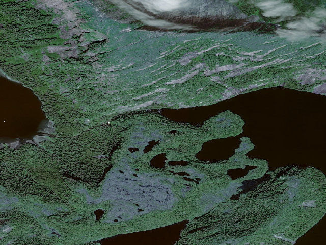 Aerial image of Punchbowl Lake Shelter (Misty Fjords National Monument)