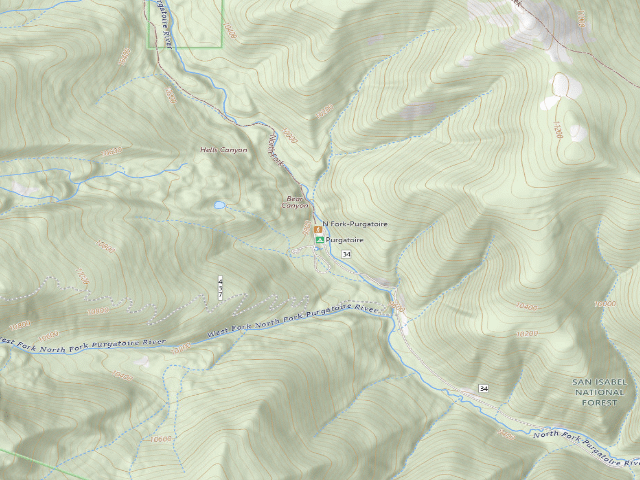 USGS topographic map of Purgatoire