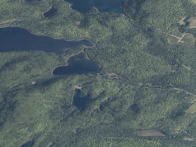 Aerial image of Pushineer Dam (Deboullie Public Land)