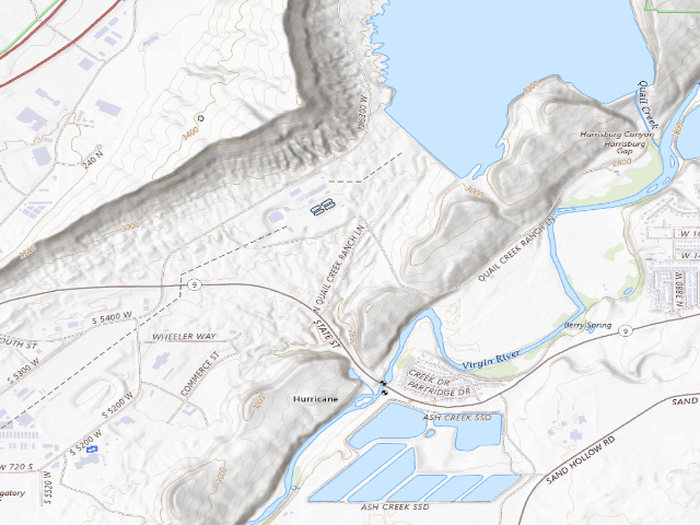 USGS topographic map of Quail Creek Reservoir Designated Dispersed Camping Area