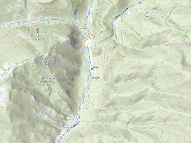 USGS topographic map of Quartz Creek Campground