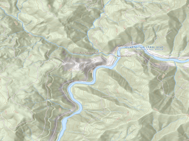 USGS topographic map of Quartzville Creek Wild And Scenic River