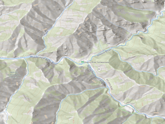 USGS topographic map of Queens River Campground