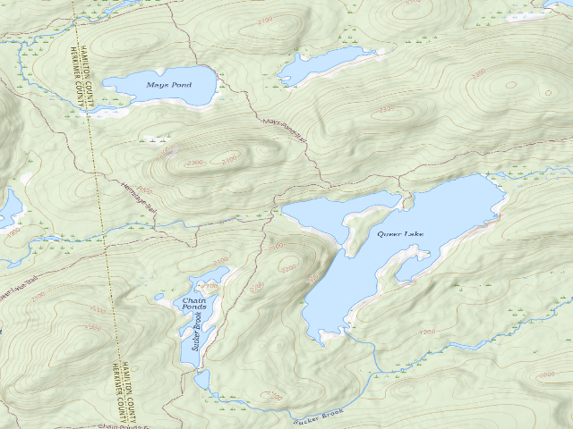 USGS topographic map of Queer Lake Designated Campsite [DEC #19404] (Pigeon Lake Wilderness)