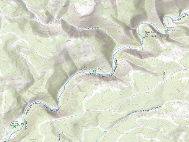 USGS topographic map of Raccoon Campground