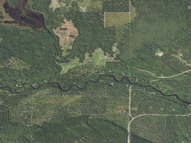 Aerial image of Rainbow Bend State Forest Campground and Canoe Camp