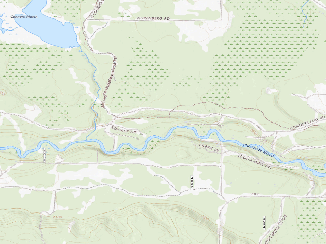 USGS topographic map of Rainbow Bend State Forest Campground and Canoe Camp