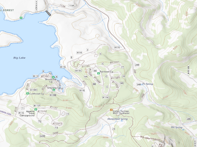 USGS topographic map of Rainbow Cg