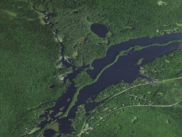 Aerial image of Rainbow Lake Campsite (Debar Mountain Wild Forest)
