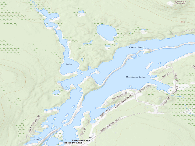 USGS topographic map of Rainbow Lake Campsite (Debar Mountain Wild Forest)