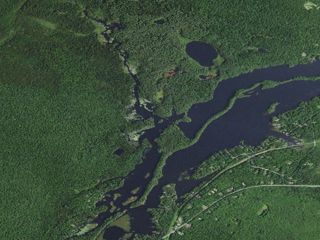 Aerial image of Rainbow Lake Campsite (Debar Mountain Wild Forest)