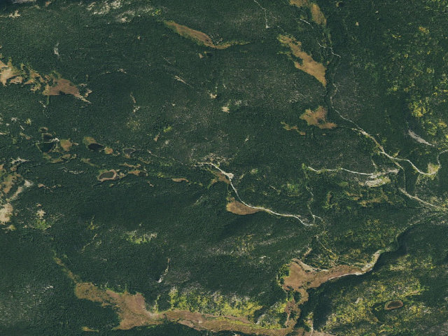 Aerial image of Rainbow Lakes