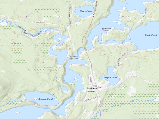 USGS topographic map of Rainbow Narrows Campsite (Debar Mountain Wild Forest)