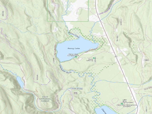 USGS topographic map of Rainy Lake Campground