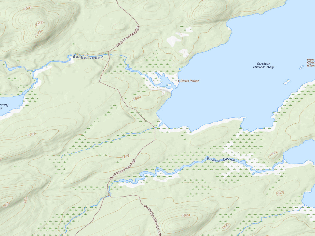 USGS topographic map of Raquette Lake-Sucker Brook Bay Campsite [DEC #19375] (Pigeon Lake Wilderness)