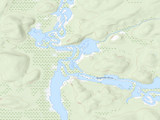 USGS topographic map of Raquette River Site 10 (Saranac Lakes Wild Forest)