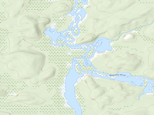USGS topographic map of Raquette River Site 11 (Saranac Lakes Wild Forest)