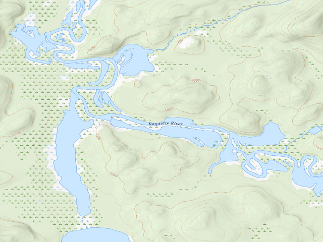 USGS topographic map of Raquette River Site 12 (Saranac Lakes Wild Forest)