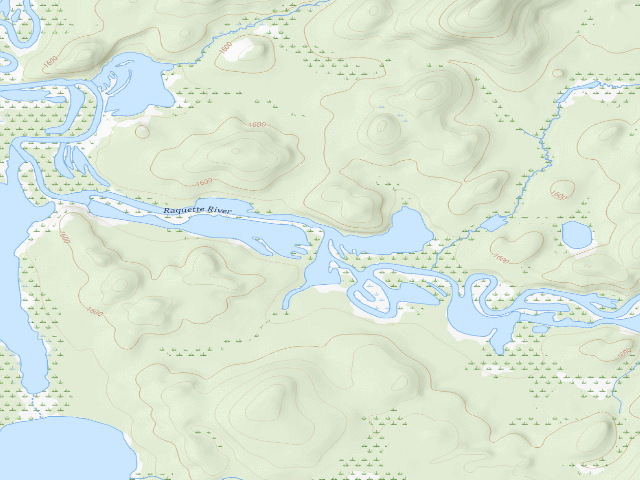 USGS topographic map of Raquette River Site 13 (Saranac Lakes Wild Forest)