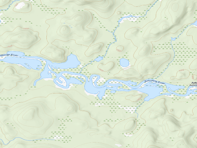 USGS topographic map of Raquette River Site 14 (Saranac Lakes Wild Forest)