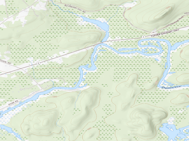 USGS topographic map of Raquette River Site 2 (Saranac Lakes Wild Forest)