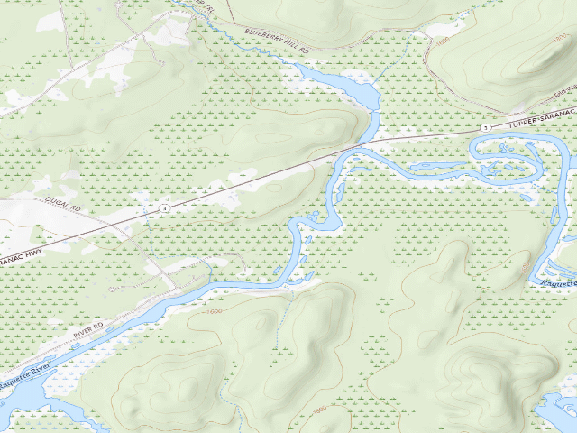 USGS topographic map of Raquette River Site 2 (Saranac Lakes Wild Forest)