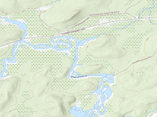 USGS topographic map of Raquette River Site 4 (Saranac Lakes Wild Forest)