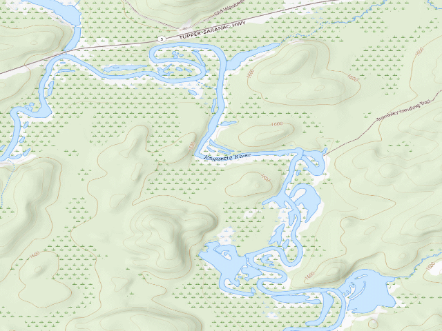 USGS topographic map of Raquette River Site 5 (Saranac Lakes Wild Forest)