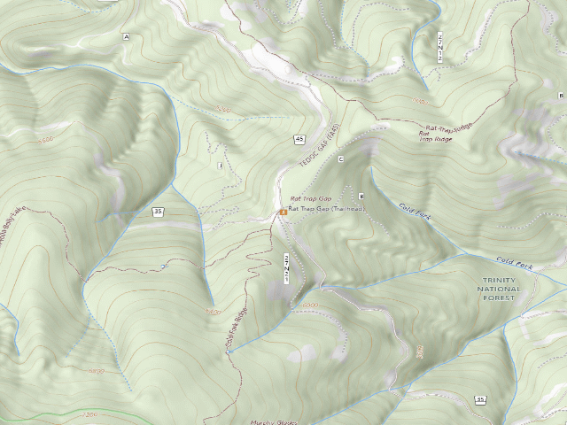 USGS topographic map of Rat Trap Gap (Trailhead)