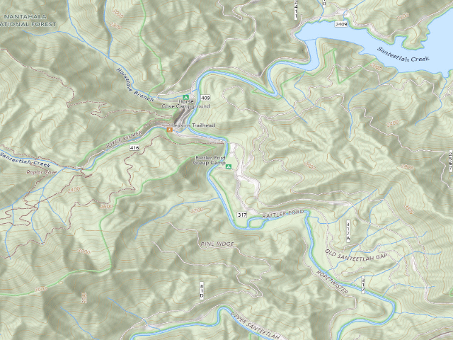 USGS topographic map of Rattler Ford Group Camp