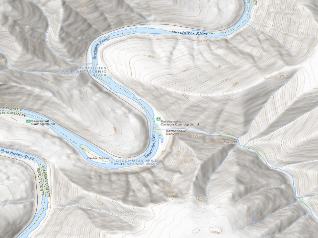 USGS topographic map of Rattlesnake Canyon Campground