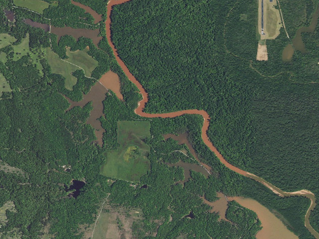 Aerial image of Rattlesnake River access (Tishomingo WMU)