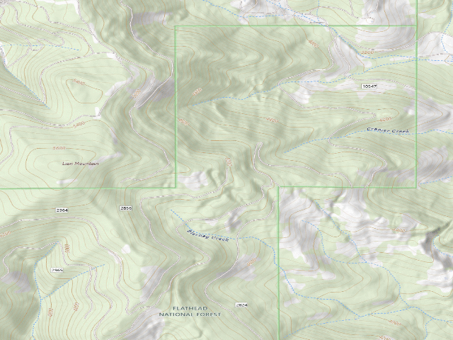 USGS topographic map of Rd 2856 End - Lion Mtn