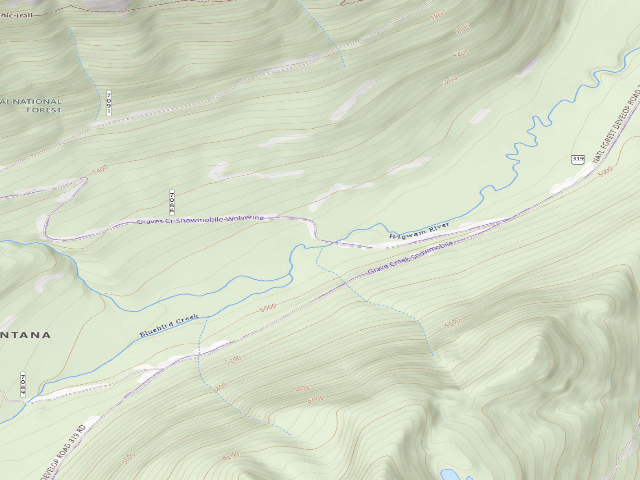 USGS topographic map of Rd 7086 Wigwam River