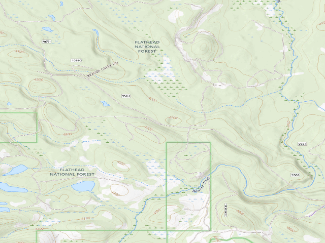 USGS topographic map of Rd 9563-1 Beaver Creek Area