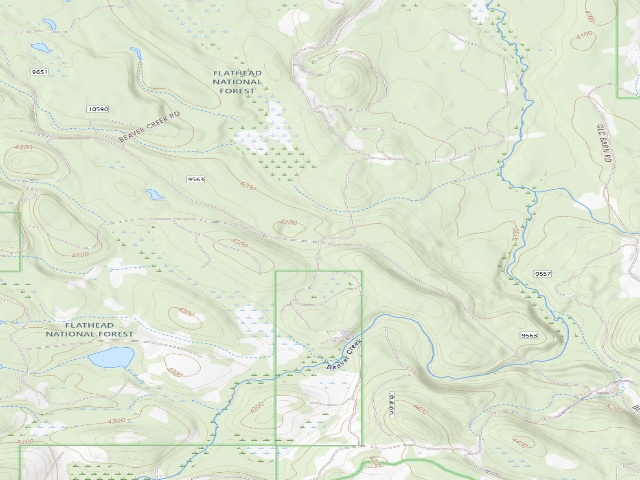 USGS topographic map of Rd 9563 Beaver Creek Area