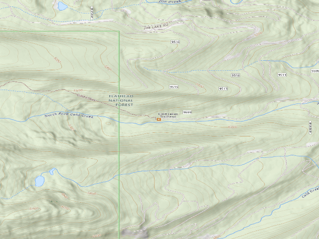 USGS topographic map of Rd 9599-1 Cold Lakes Th Campsite