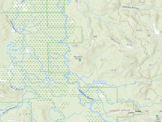 USGS topographic map of Red Bluff Camp