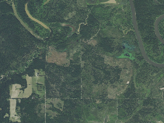 Aerial image of Red Bottom Camp (Hugo WMA)