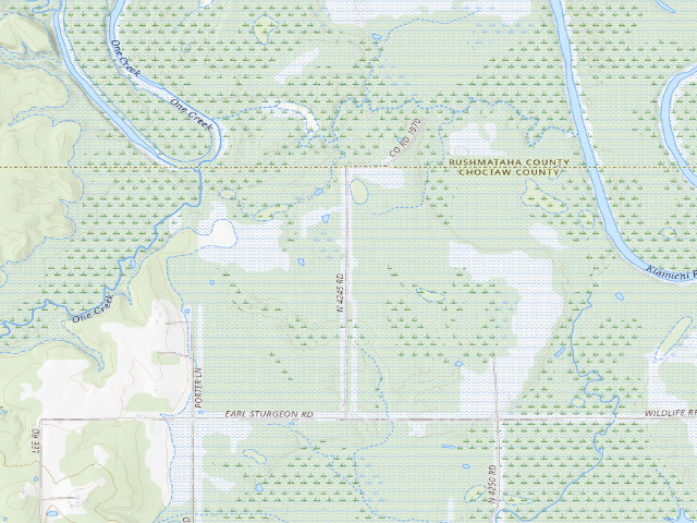 USGS topographic map of Red Bottom Camp (Hugo WMA)