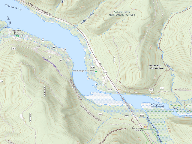 USGS topographic map of Red Bridge Rec Area