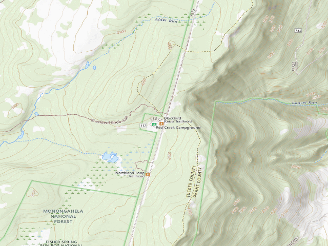 USGS topographic map of Red Creek Campground