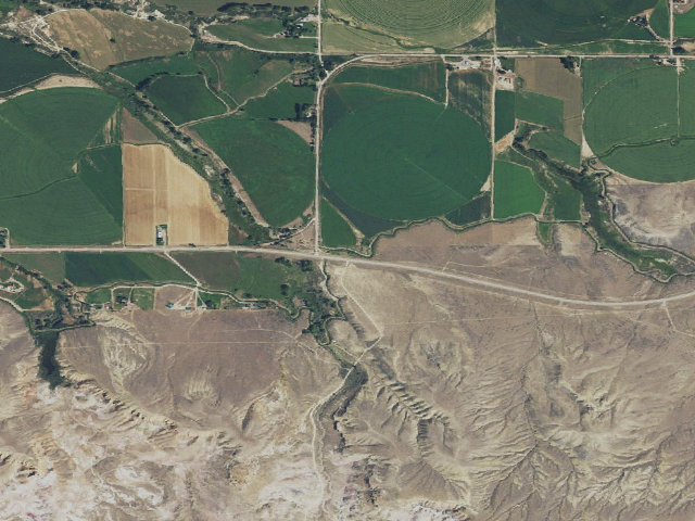 Aerial image of Red Gulch/Alkali Backcountry Byway