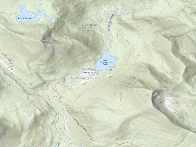 USGS topographic map of Red Meadow Lake Campground